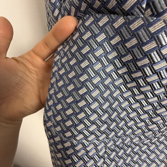 H Hilfiger Silk Cotton Blend Jacket Women’s Geometric Blue Blazer, 00s Y2K - Picture 11 of 13